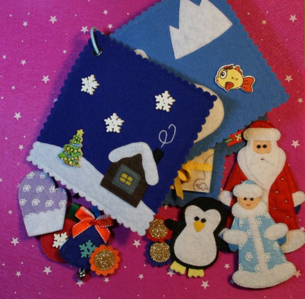 Новогодняя открытка из ткани