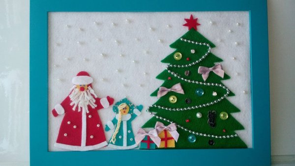 Аппликация елка из фетра