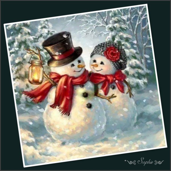 Новогодние открытки со снеговиком