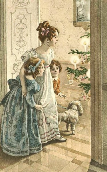 Новогодняя открытка в стиле 19 века