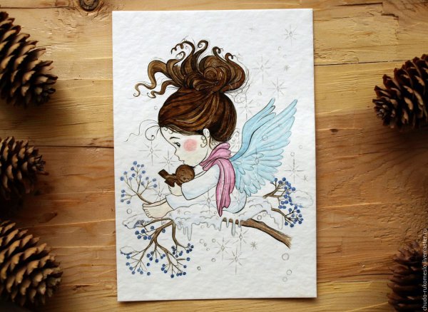 Акварельные открытки на новый год