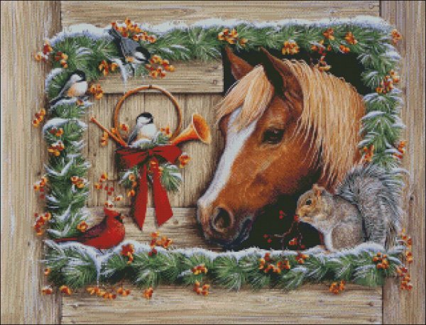 Новогодние открытки с лошадьми