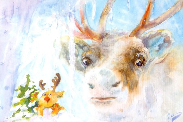 Новогодние рисунки акварелью