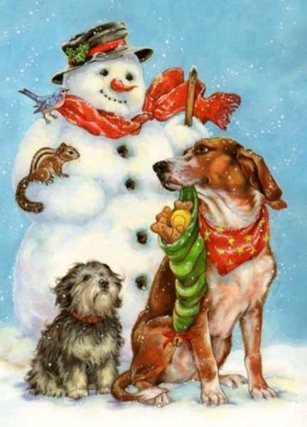 Новогодние открытки с собаками