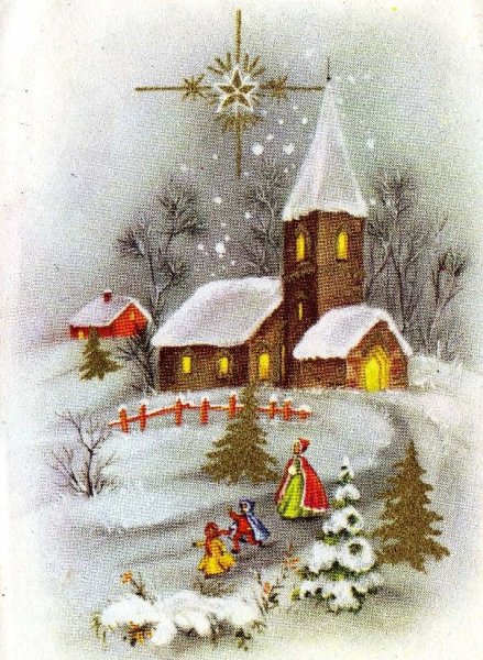 Рождественская открытка рисунок