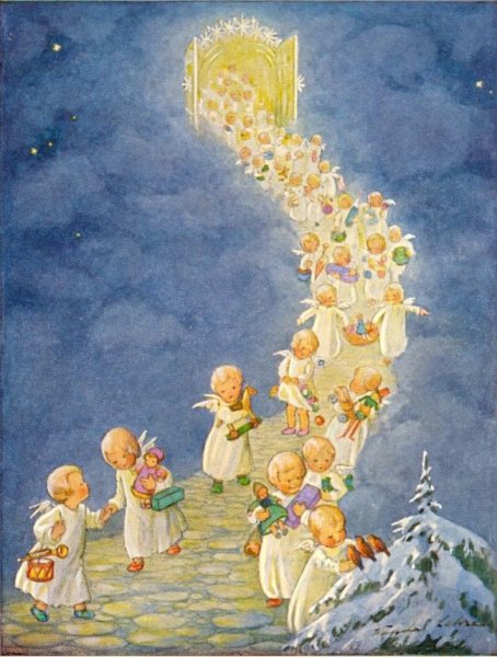 Рождественская открытка с ангелочками