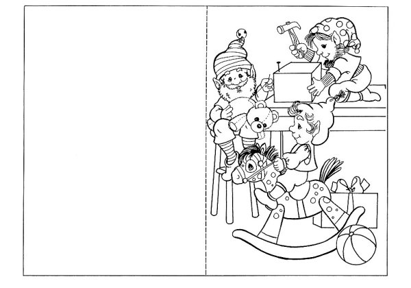 Новогодняя открытка раскраска