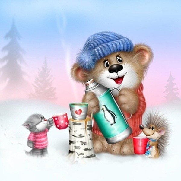 Стикеры с добрым зимним утром