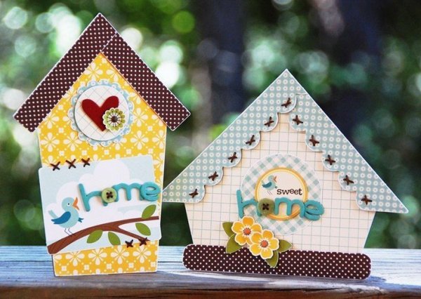 Скворечник из бумаги для скрапбукинга