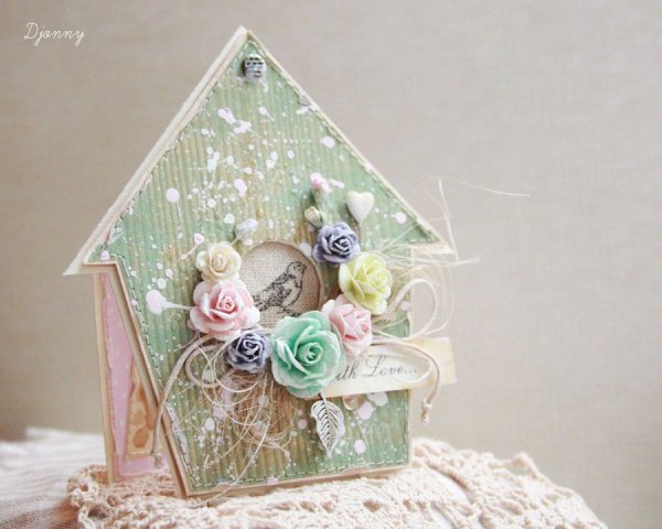 Открытка домик Скрапбукинг