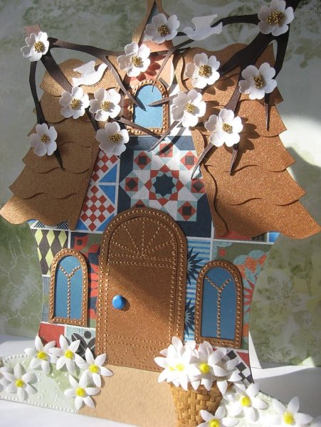 Открытка домик Скрапбукинг