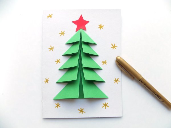 Елка открытка из бумаги