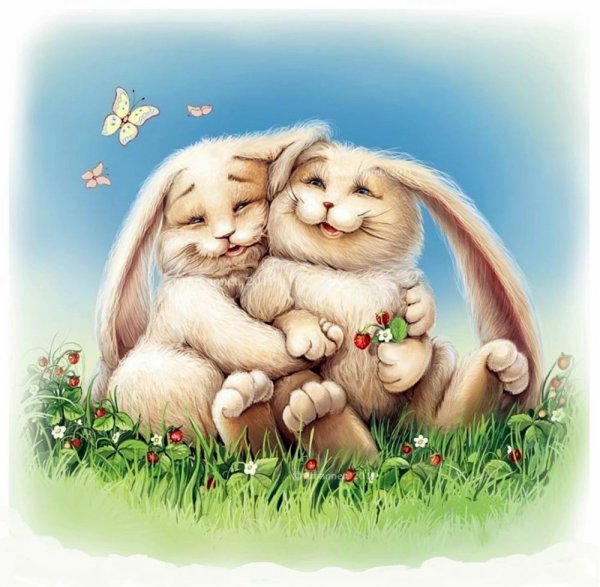 Зайки обнимаются