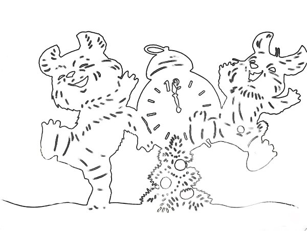 Вытынанки новогодние зверюшки