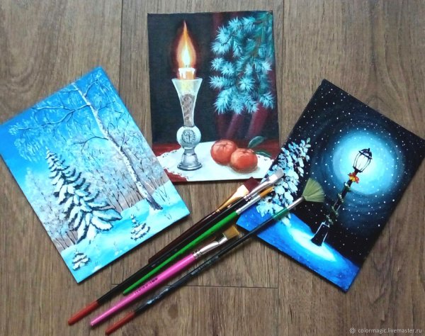 Картина акрилом новый год