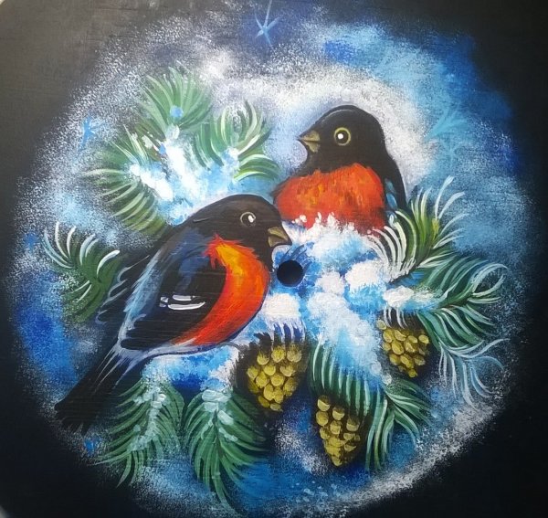 Новогодние открытки акрилом на маленьком