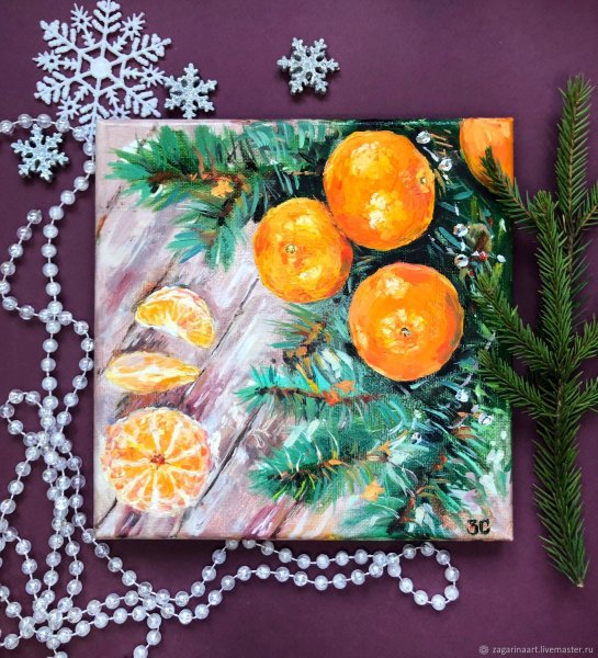 Новогодние картины с мандаринами