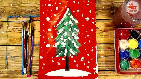 Новогодние рисунки красками