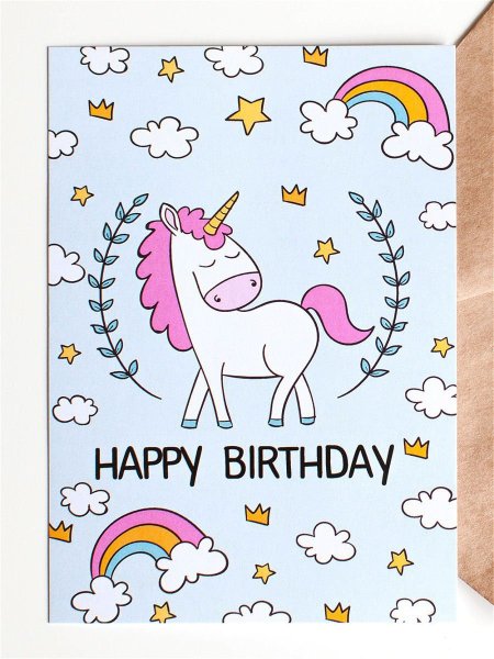 Открытка с единорожкой