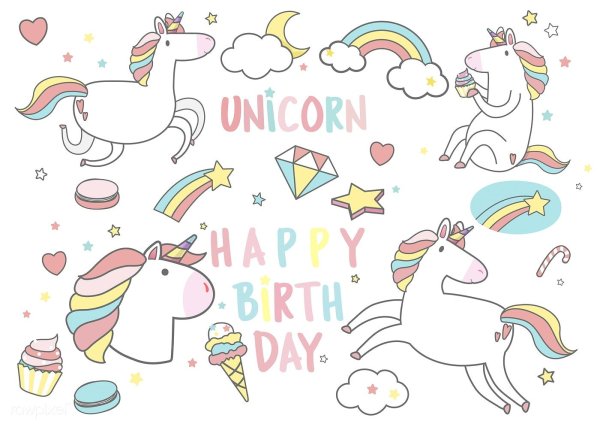Поздравления с днём рождения с единорогом
