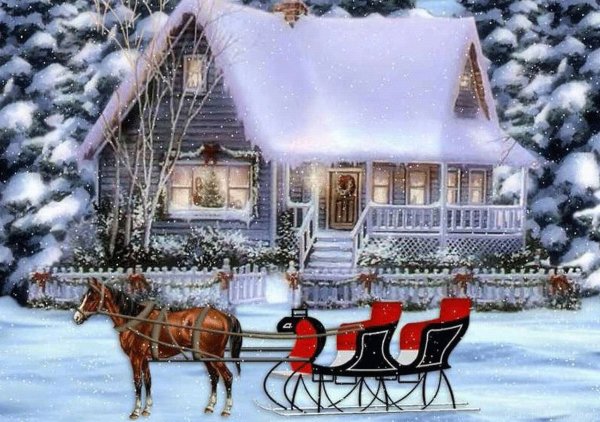 Зимний новогодний пейзаж