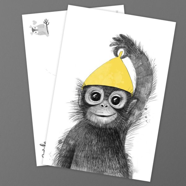 Поздравительные открытки с обезьянкой