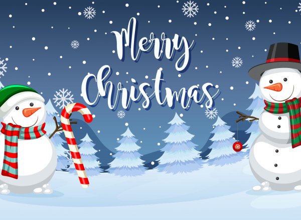 Новогодний фон со снеговиком