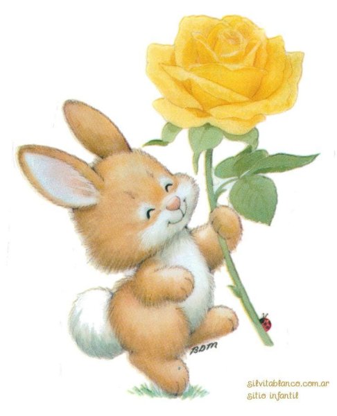 Милый зайчик с цветами