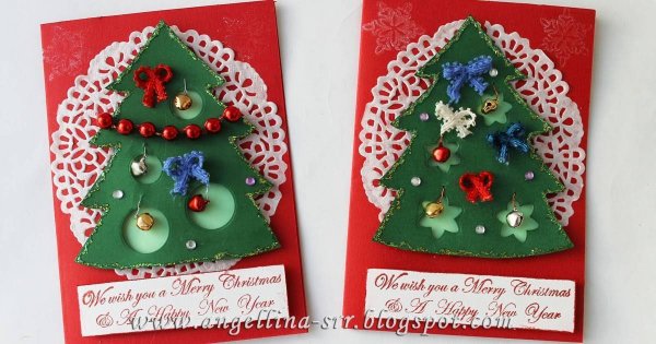 Новогодняя открытка своими руками для детей
