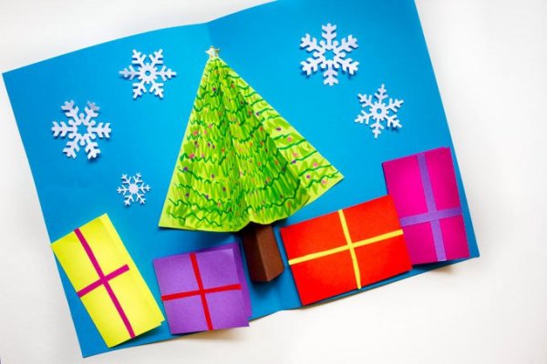 Новогодние открытки из бумаги