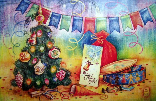 Новогодний натюрморт Елизавета Мелкозерова