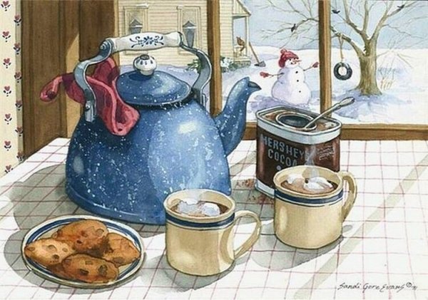 Уютные зимние иллюстрации