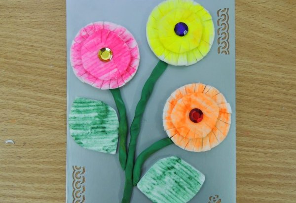 Поделка из ватных дисков открытка