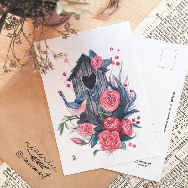 Открытка с днём рождения девушке крафтовая