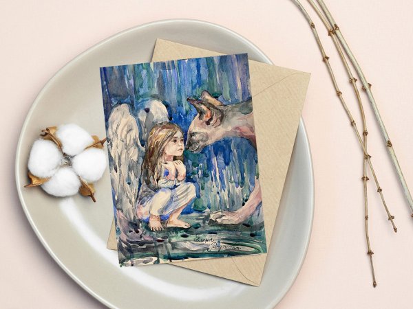 Авторские открытки акварелью люблю