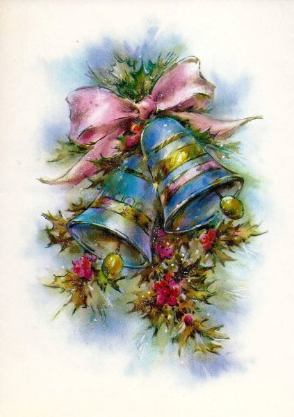 Новогодняя аткрытка акварелью