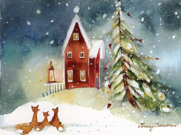 Новогодние Акварельные иллюстрации