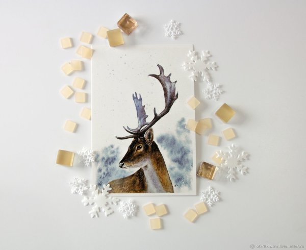 Открытка олень