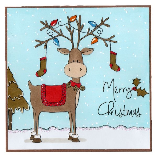 Открытка с оленем на новый год