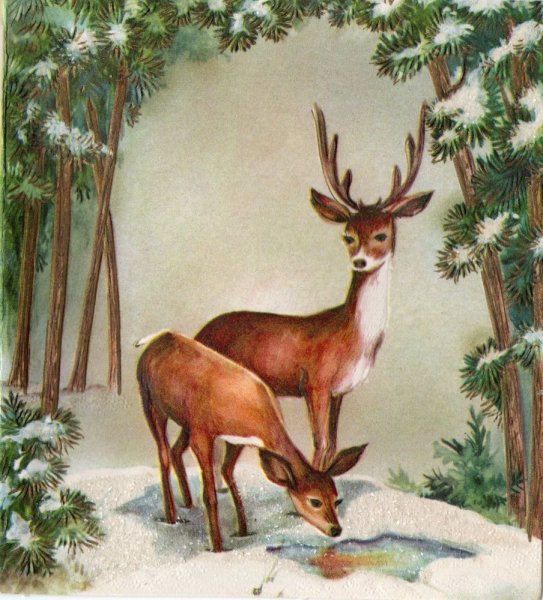 Новогодний олень картина