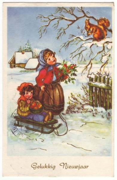 Старинные открытки с детьми зимой