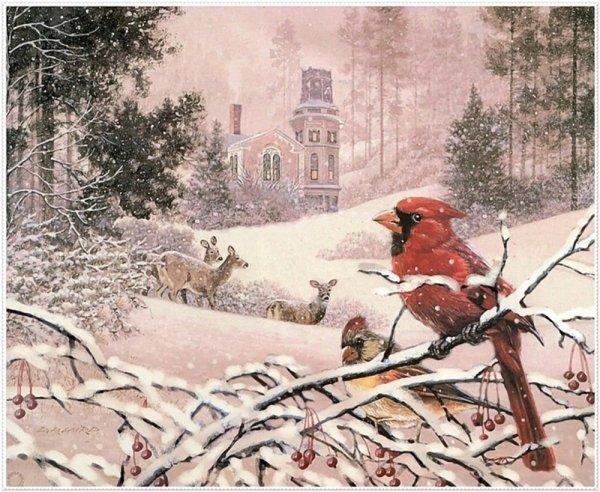 Картина дети лепят снеговика