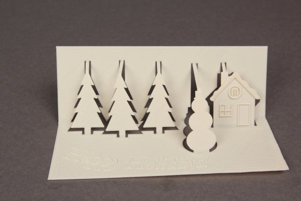 Открытка с объемным домиком Новогодняя