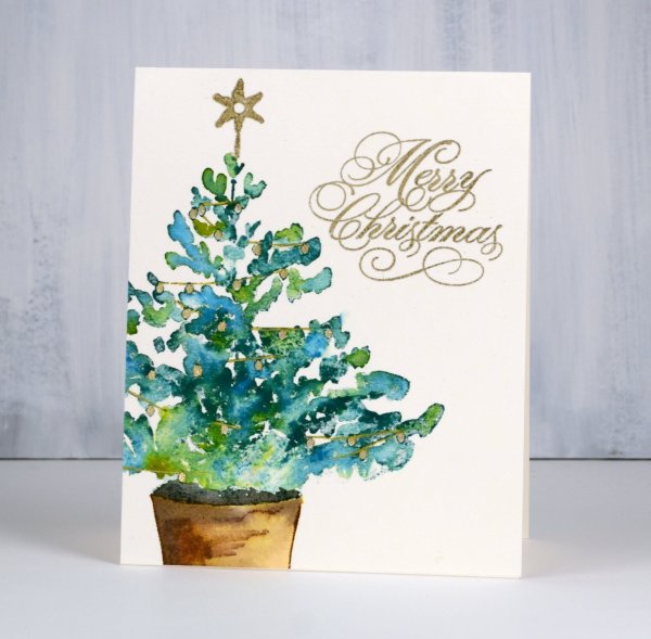 Открытки на новый год акварелью