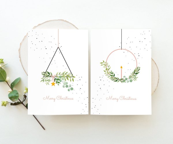 Акварельные открытки на новый год