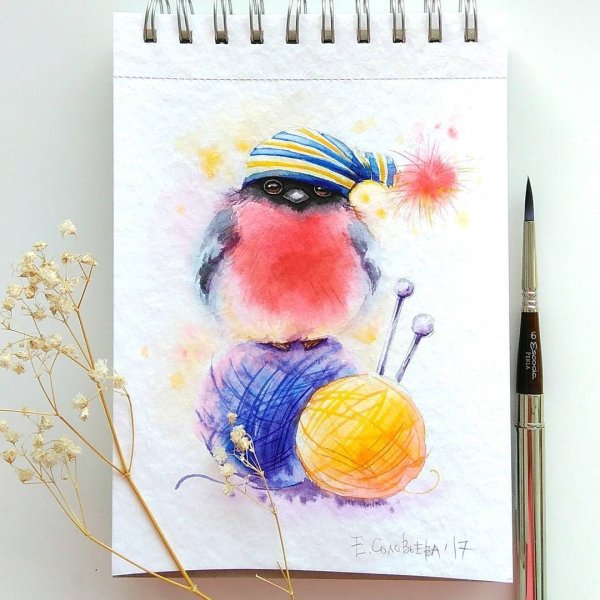 Новый год акварель