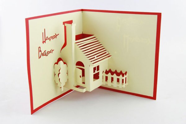 Объемная открытка домик