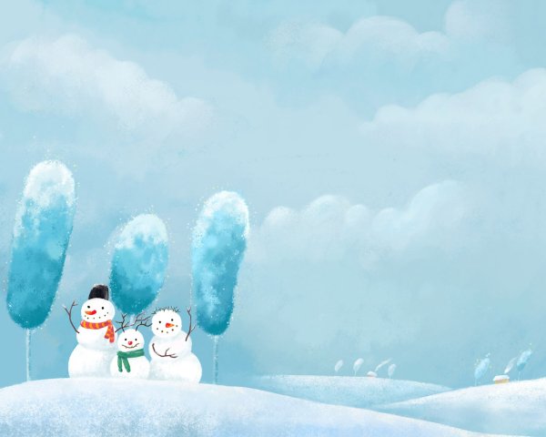 Фон рабочего стола Снеговики