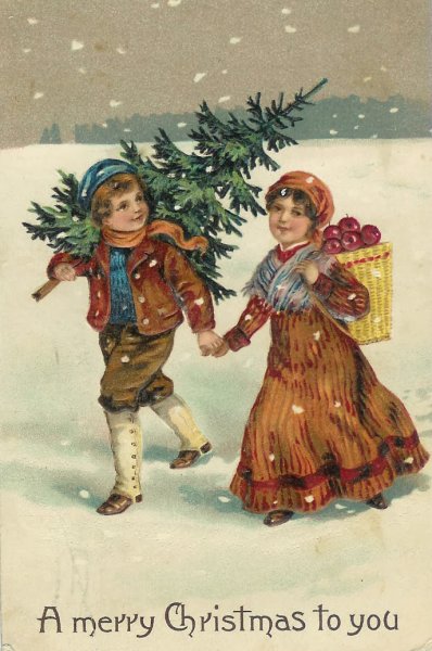 Ретро Рождественские открытки с детьми