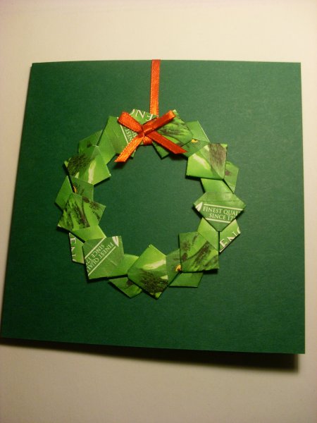 Новогодняя открытка в технике оригами